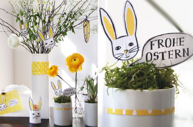 DIY // Oster-Tischdekoration und Anhänger schnell gebastelt // Free Printable - auf FAMILICIOUS.de